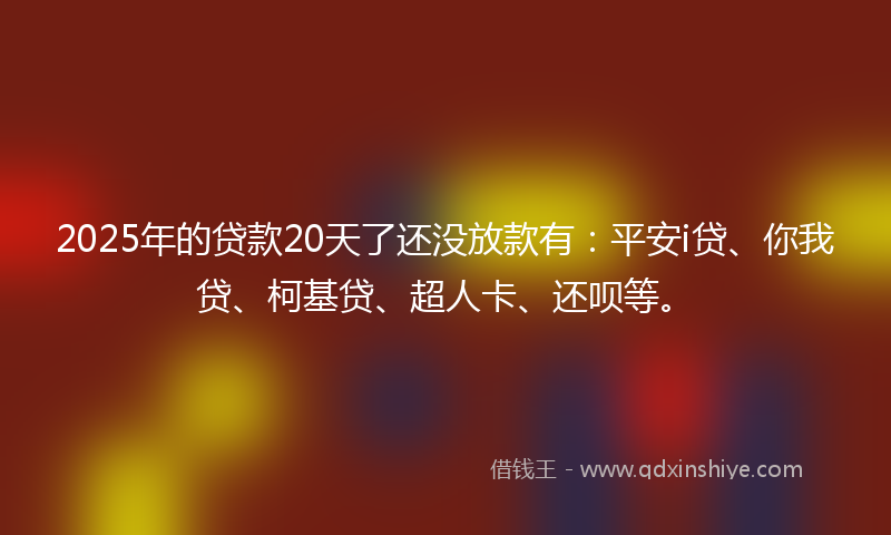 2025年的贷款20天了还没放款有：平安i贷、你我贷、柯基贷、超人卡、还呗等。