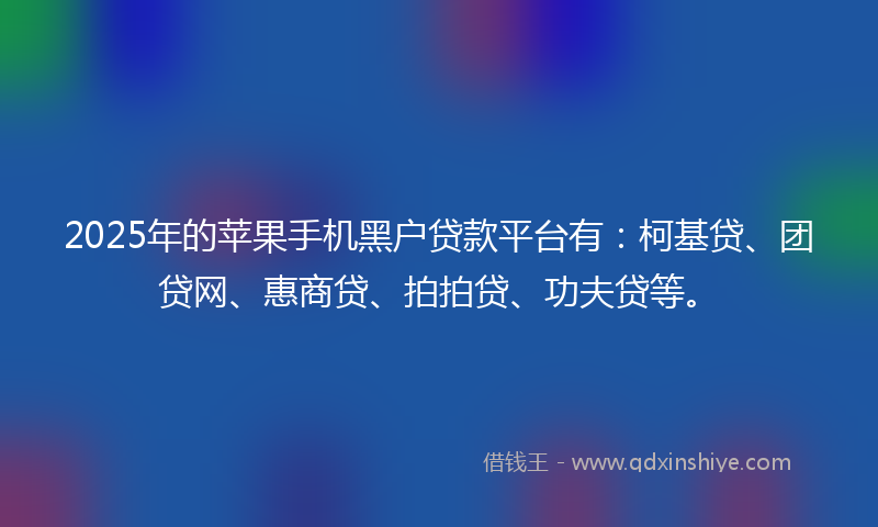 2025年的苹果手机黑户贷款平台有：柯基贷、团贷网、惠商贷、拍拍贷、功夫贷等。