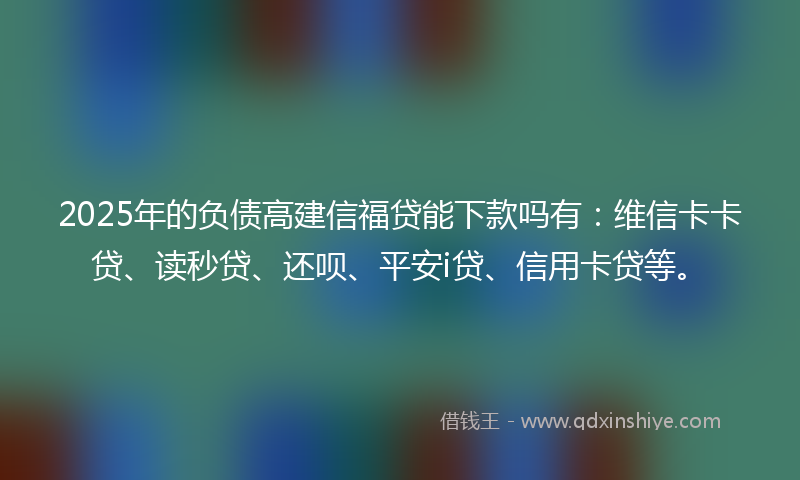 2025年的负债高建信福贷能下款吗有：维信卡卡贷、读秒贷、还呗、平安i贷、信用卡贷等。