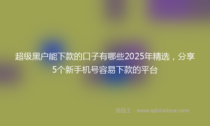 超级黑户能下款的口子有哪些2025年精选，分享5个新手机号容易下款的平台