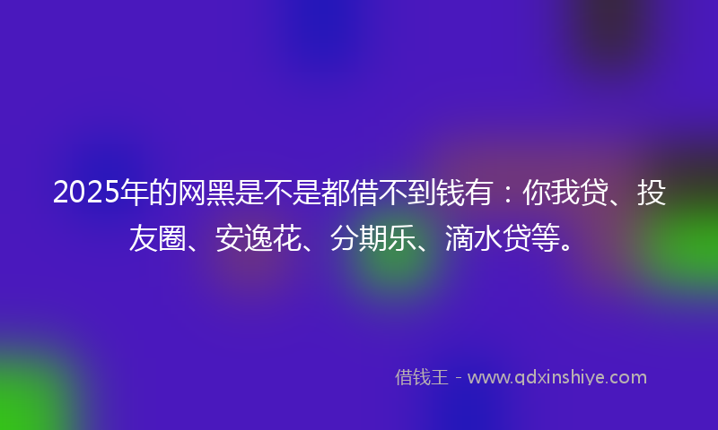 2025年的网黑是不是都借不到钱有：你我贷、投友圈、安逸花、分期乐、滴水贷等。