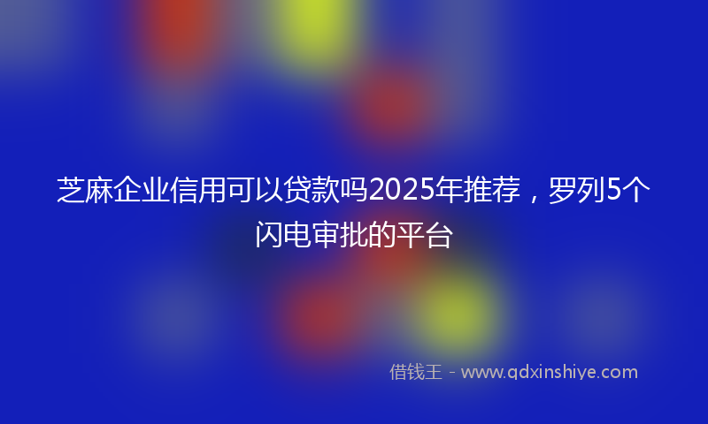 芝麻企业信用可以贷款吗2025年推荐，罗列5个闪电审批的平台