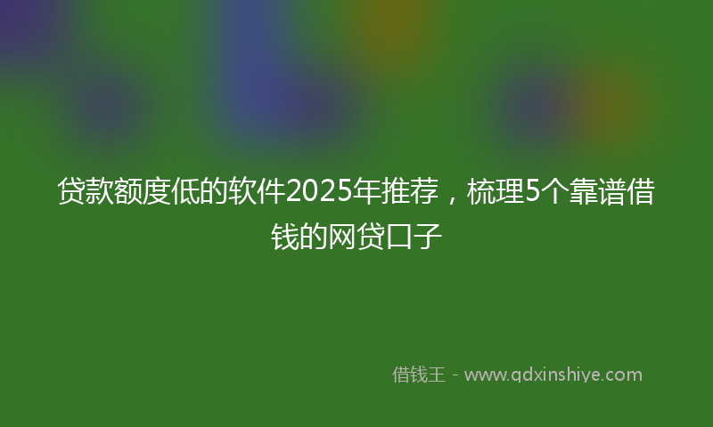 贷款额度低的软件2025年推荐，梳理5个靠谱借钱的网贷口子