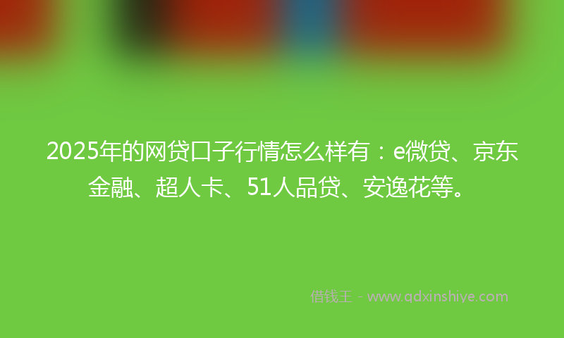 2025年的网贷口子行情怎么样有：e微贷、京东金融、超人卡、51人品贷、安逸花等。