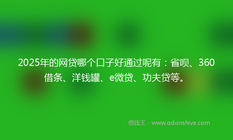2025年的网贷哪个口子好通过呢有：省呗、360借条、洋钱罐、e微贷、功夫贷等。