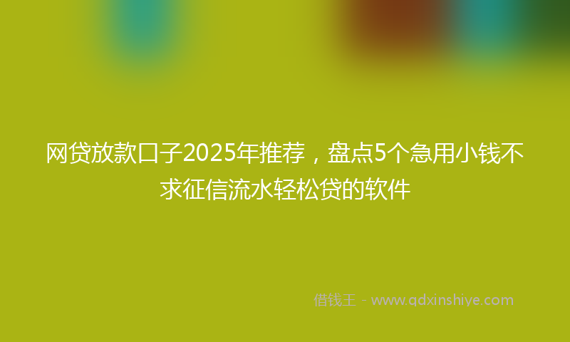 网贷放款口子2025年推荐，盘点5个急用小钱不求征信流水轻松贷的软件