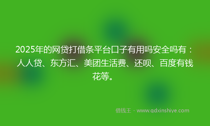 2025年的网贷打借条平台口子有用吗安全吗有：人人贷、东方汇、美团生活费、还呗、百度有钱花等。