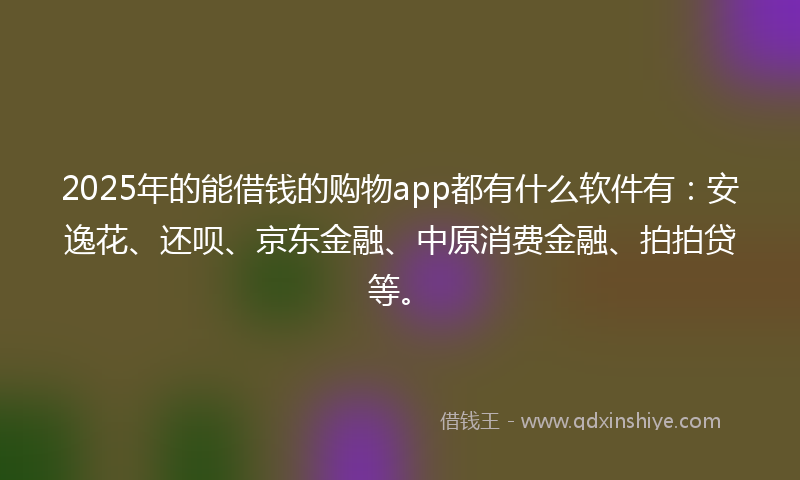 2025年的能借钱的购物app都有什么软件有：安逸花、还呗、京东金融、中原消费金融、拍拍贷等。
