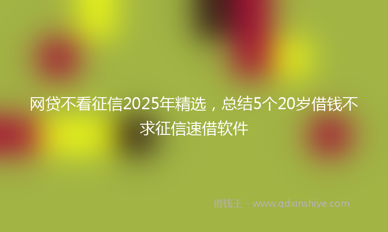 网贷不看征信2025年精选，总结5个20岁借钱不求征信速借软件