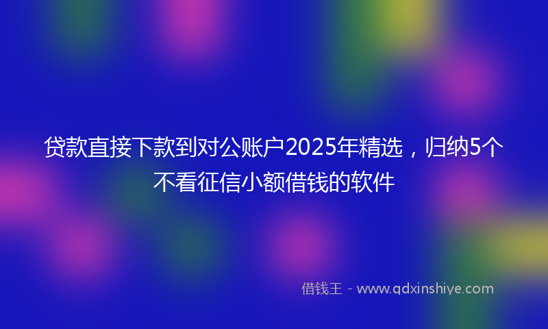 贷款直接下款到对公账户2025年精选，归纳5个不看征信小额借钱的软件