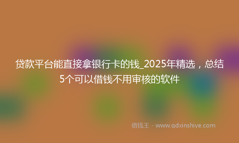 贷款平台能直接拿银行卡的钱_2025年精选，总结5个可以借钱不用审核的软件