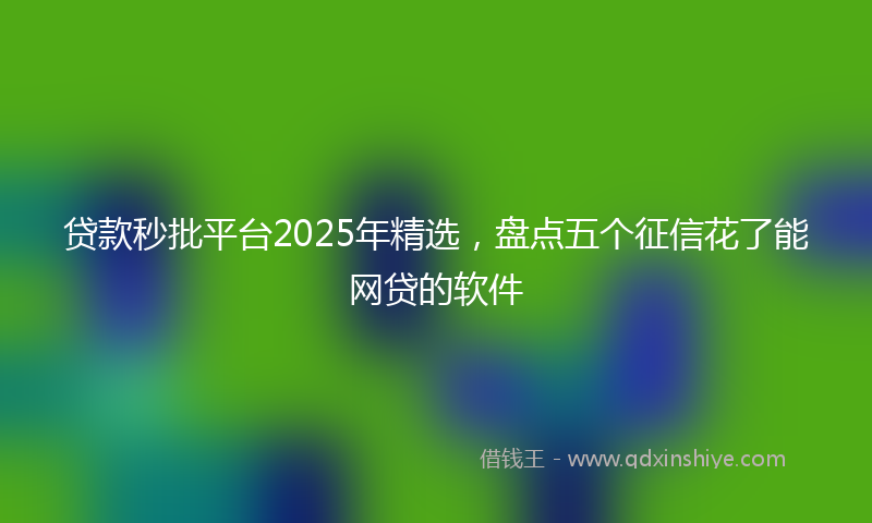 贷款秒批平台2025年精选，盘点五个征信花了能网贷的软件