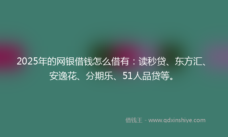 2025年的网银借钱怎么借有：读秒贷、东方汇、安逸花、分期乐、51人品贷等。