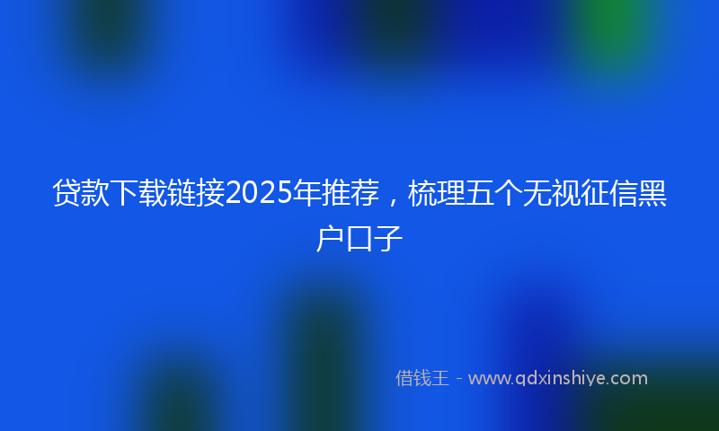 贷款下载链接2025年推荐，梳理五个无视征信黑户口子
