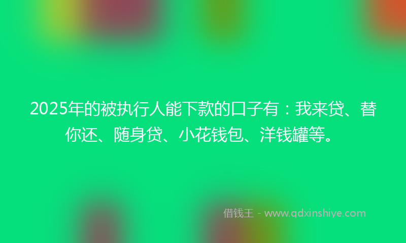 2025年的被执行人能下款的口子有：我来贷、替你还、随身贷、小花钱包、洋钱罐等。