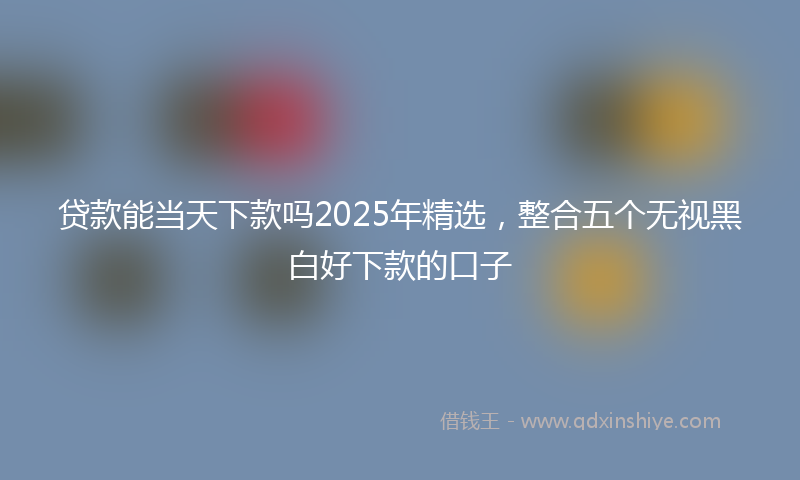 贷款能当天下款吗2025年精选，整合五个无视黑白好下款的口子