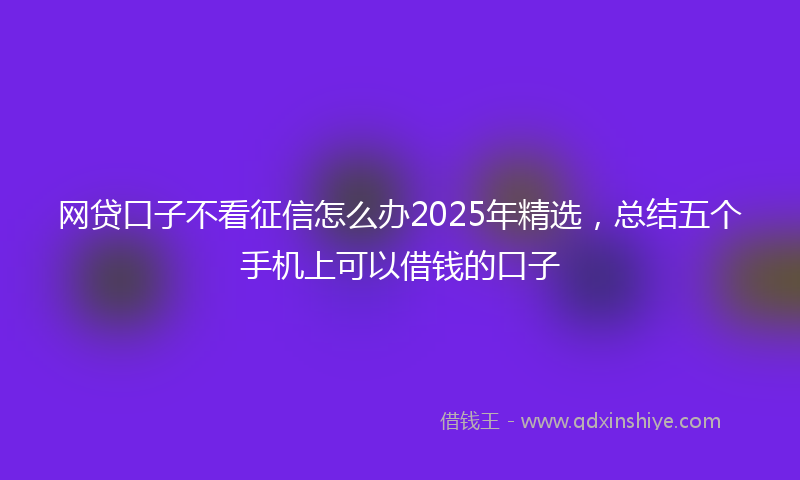 网贷口子不看征信怎么办2025年精选，总结五个手机上可以借钱的口子