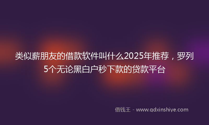 类似薪朋友的借款软件叫什么2025年推荐，罗列5个无论黑白户秒下款的贷款平台