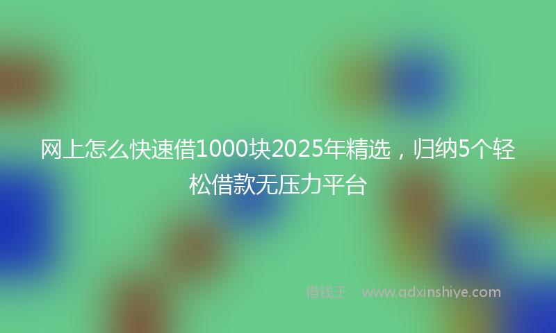 网上怎么快速借1000块2025年精选，归纳5个轻松借款无压力平台