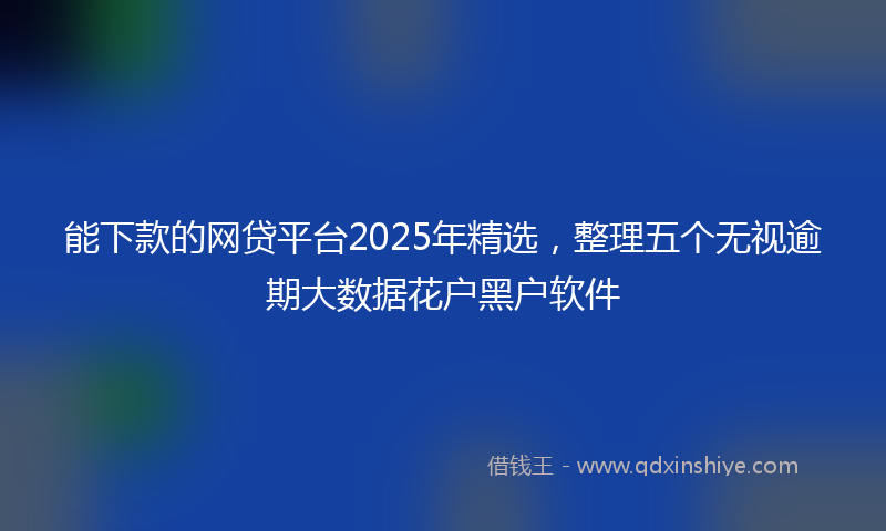 能下款的网贷平台2025年精选，整理五个无视逾期大数据花户黑户软件