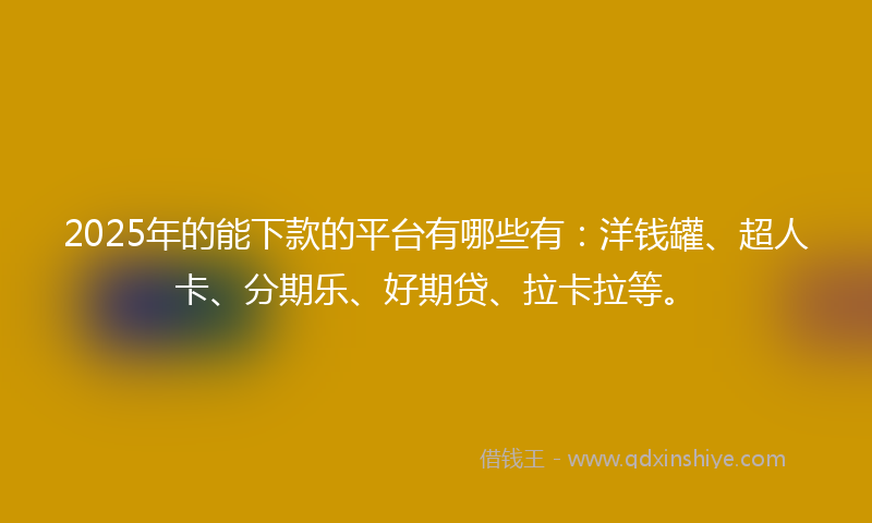 2025年的能下款的平台有哪些有：洋钱罐、超人卡、分期乐、好期贷、拉卡拉等。