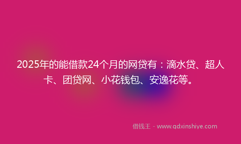 2025年的能借款24个月的网贷有：滴水贷、超人卡、团贷网、小花钱包、安逸花等。