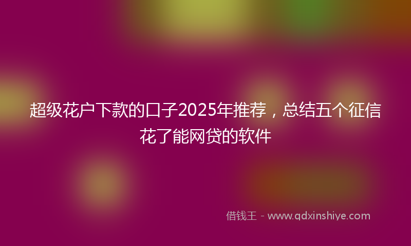 超级花户下款的口子2025年推荐，总结五个征信花了能网贷的软件