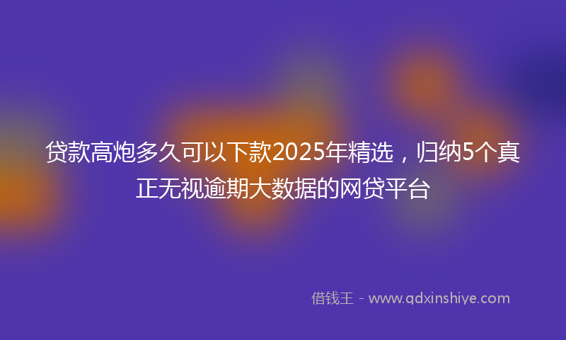 贷款高炮多久可以下款2025年精选，归纳5个真正无视逾期大数据的网贷平台