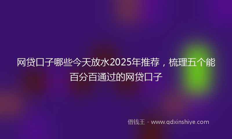 网贷口子哪些今天放水2025年推荐，梳理五个能百分百通过的网贷口子