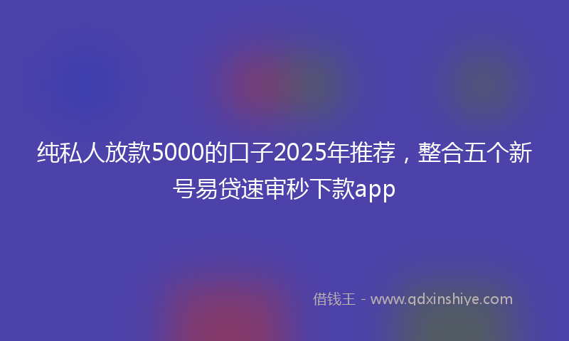 纯私人放款5000的口子2025年推荐，整合五个新号易贷速审秒下款app
