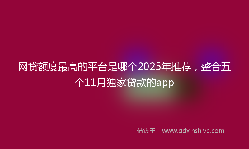 网贷额度最高的平台是哪个2025年推荐，整合五个11月独家贷款的app