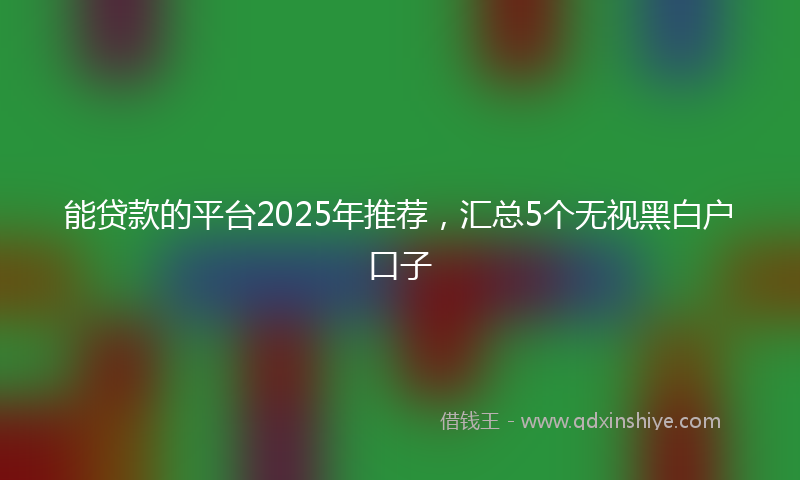能贷款的平台2025年推荐，汇总5个无视黑白户口子