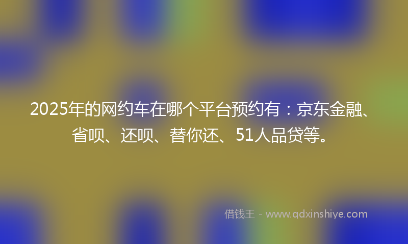 2025年的网约车在哪个平台预约有：京东金融、省呗、还呗、替你还、51人品贷等。
