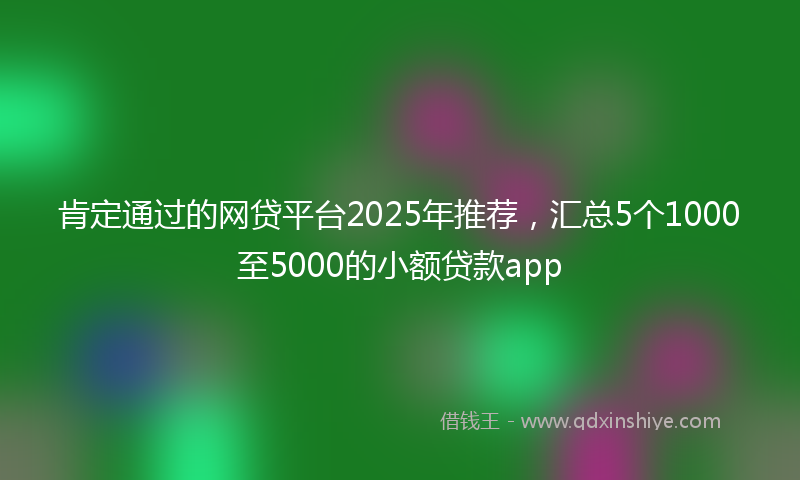 肯定通过的网贷平台2025年推荐，汇总5个1000至5000的小额贷款app
