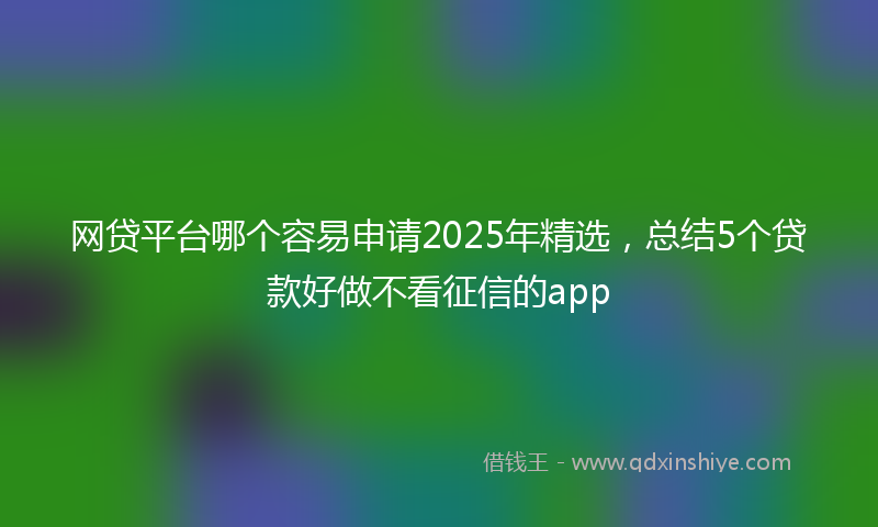 网贷平台哪个容易申请2025年精选，总结5个贷款好做不看征信的app