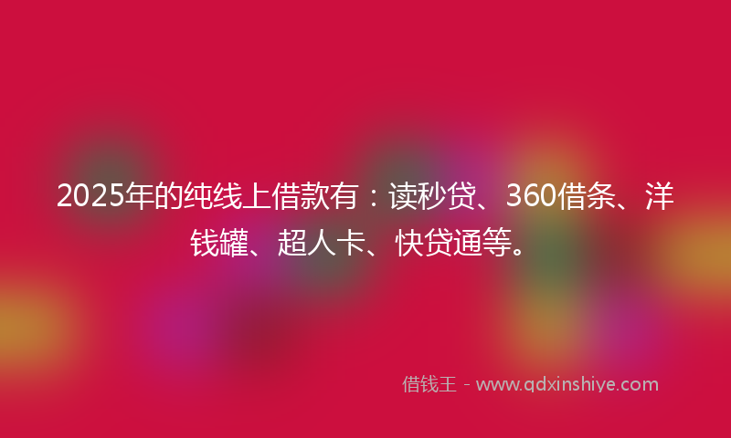 2025年的纯线上借款有：读秒贷、360借条、洋钱罐、超人卡、快贷通等。