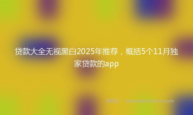 贷款大全无视黑白2025年推荐，概括5个11月独家贷款的app