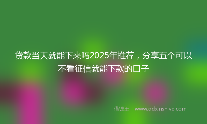 贷款当天就能下来吗2025年推荐，分享五个可以不看征信就能下款的口子