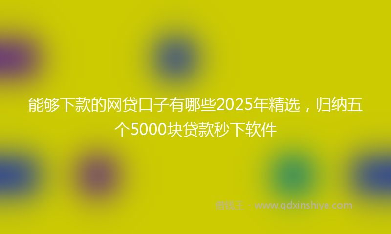 能够下款的网贷口子有哪些2025年精选，归纳五个5000块贷款秒下软件