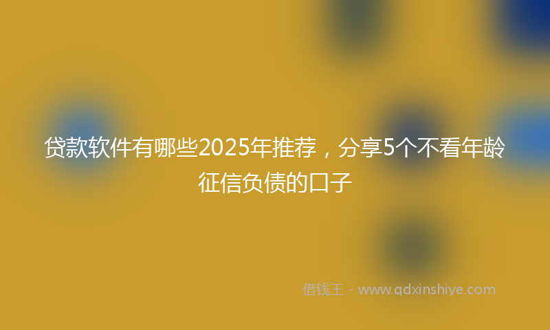 贷款软件有哪些2025年推荐，分享5个不看年龄征信负债的口子