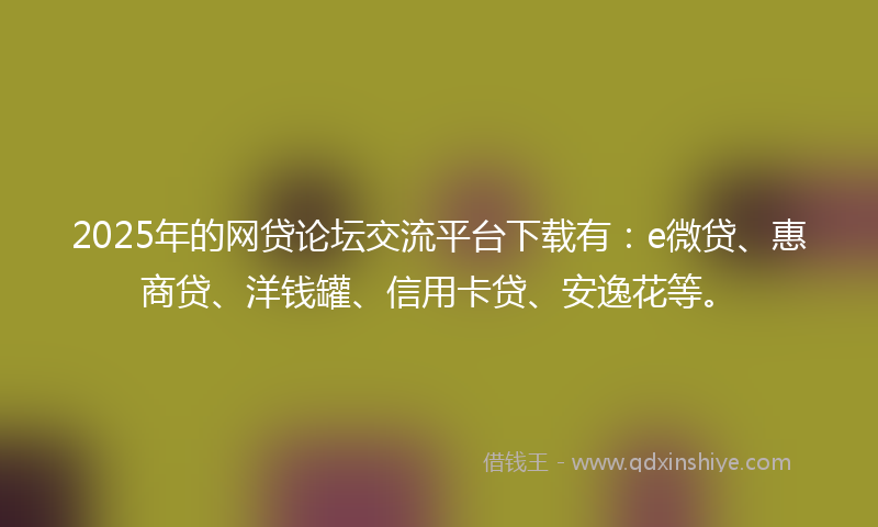 2025年的网贷论坛交流平台下载有：e微贷、惠商贷、洋钱罐、信用卡贷、安逸花等。