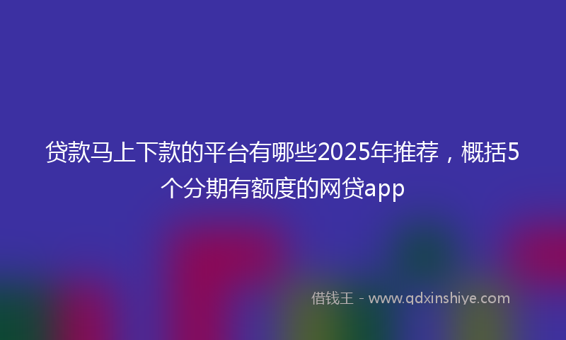 贷款马上下款的平台有哪些2025年推荐，概括5个分期有额度的网贷app