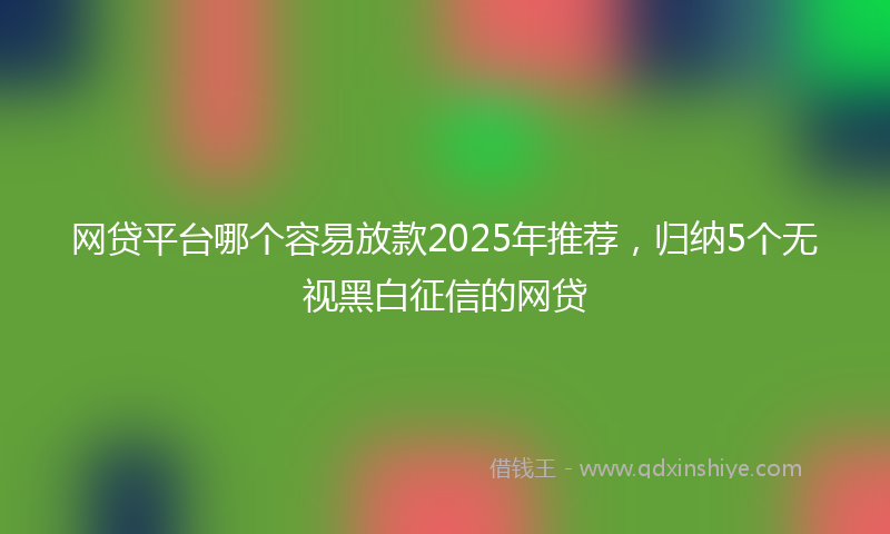 网贷平台哪个容易放款2025年推荐，归纳5个无视黑白征信的网贷