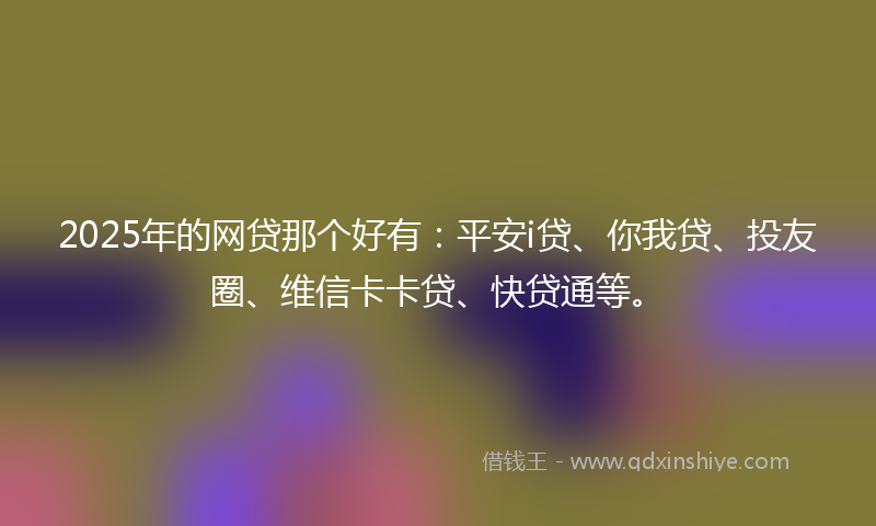 2025年的网贷那个好有：平安i贷、你我贷、投友圈、维信卡卡贷、快贷通等。
