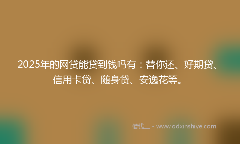 2025年的网贷能贷到钱吗有：替你还、好期贷、信用卡贷、随身贷、安逸花等。