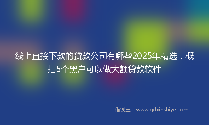 线上直接下款的贷款公司有哪些2025年精选，概括5个黑户可以做大额贷款软件