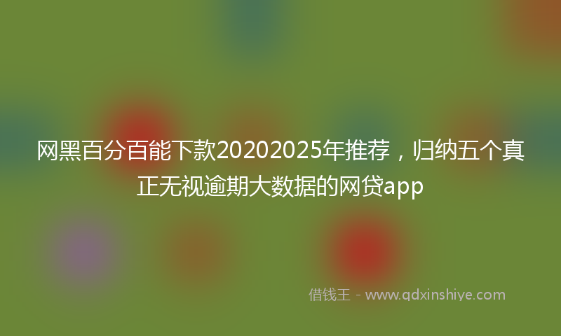 网黑百分百能下款20202025年推荐，归纳五个真正无视逾期大数据的网贷app
