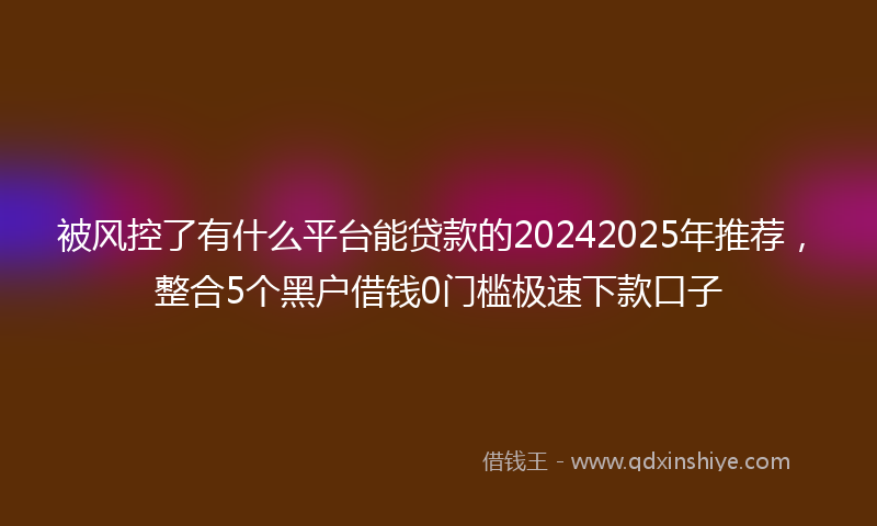 被风控了有什么平台能贷款的20242025年推荐，整合5个黑户借钱0门槛极速下款口子