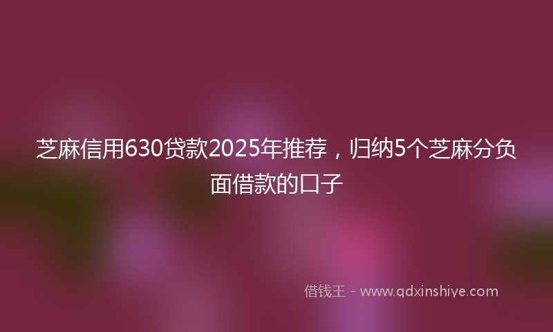 芝麻信用630贷款2025年推荐，归纳5个芝麻分负面借款的口子