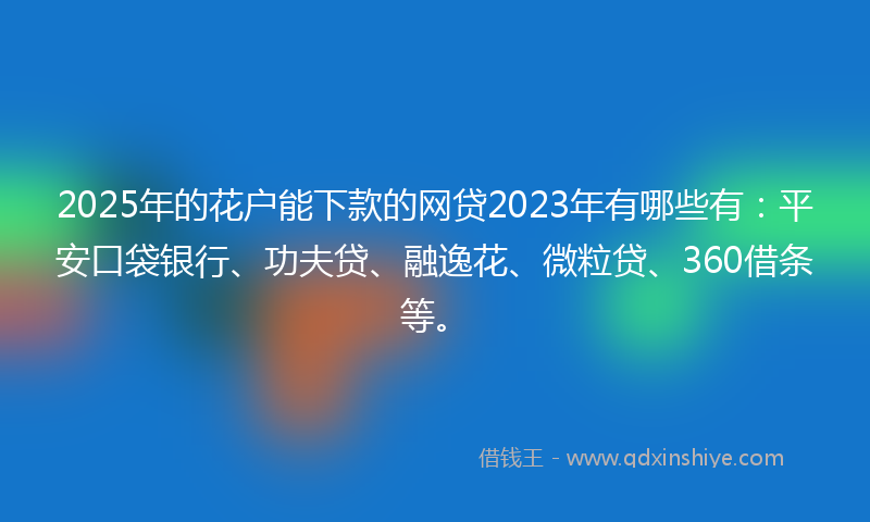 2025年的花户能下款的网贷2023年有哪些有：平安口袋银行、功夫贷、融逸花、微粒贷、360借条等。